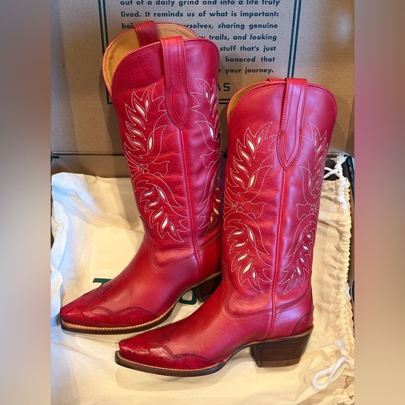 NWT Tecovas Annie Eagle Americana Red Cowboy Boots - Picture 5 of 8